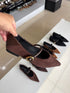 Pointy Toe Ballet Flat with Buckle Straps